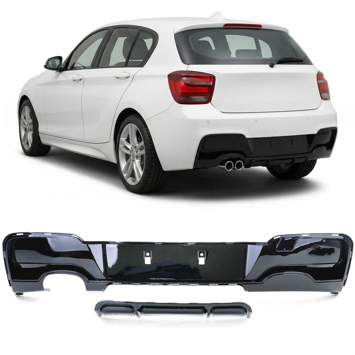 Heckstoßstange Diffusor Hochglanz Schwarz passend für BMW 1er F20 F21 2011-2015