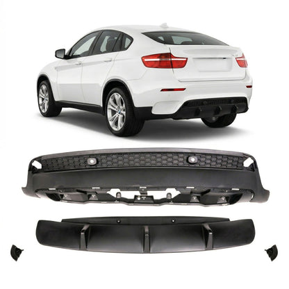 Heckstoßstange Diffusor Matt Schwarz passend für BMW X6 E71 2007-2014 Performance
