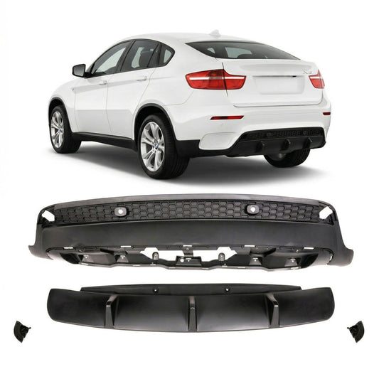 Heckstoßstange Diffusor Matt Schwarz passend für BMW X6 E71 2007-2014 Performance