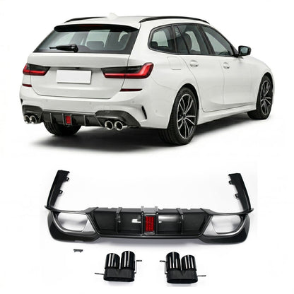 Heckdiffusor Carbon-Optik + LED passend für BMW 3er G20 G21 2019-2022
