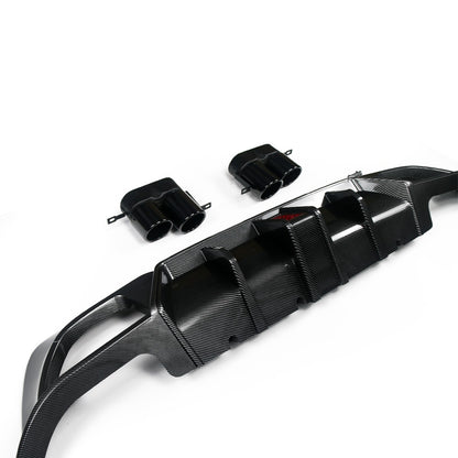 Heckdiffusor Carbon-Optik + LED passend für BMW 3er G20 G21 2019-2022
