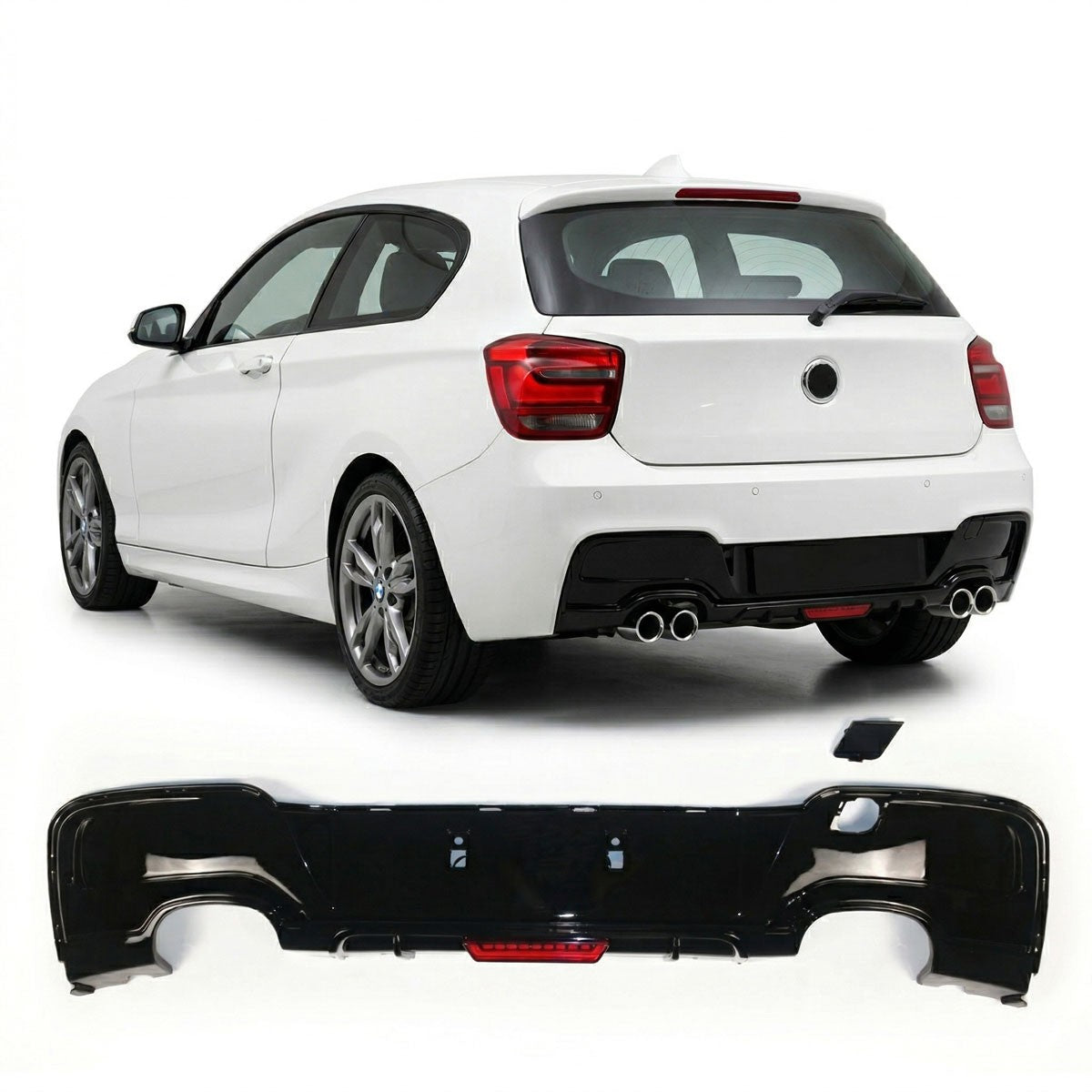 Heckdiffusor Hochglanz Schwarz LED passend für BMW 1er F20 F21 2011-2015
