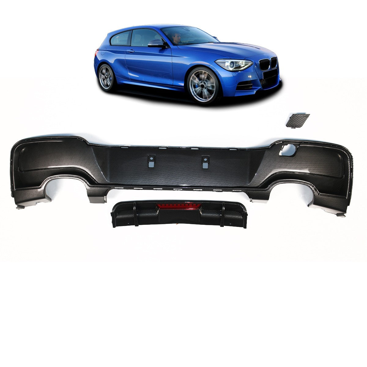 Heckdiffusor Carbon-Optik + LED passend für BMW 1er F20 F21 2011-2015