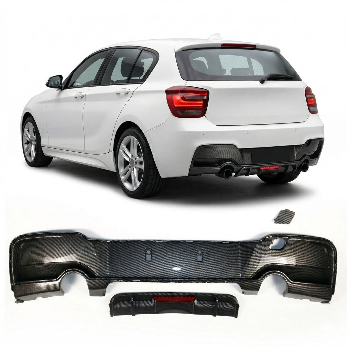 Heckdiffusor Carbon-Optik + LED passend für BMW 1er F20 F21 2011-2015