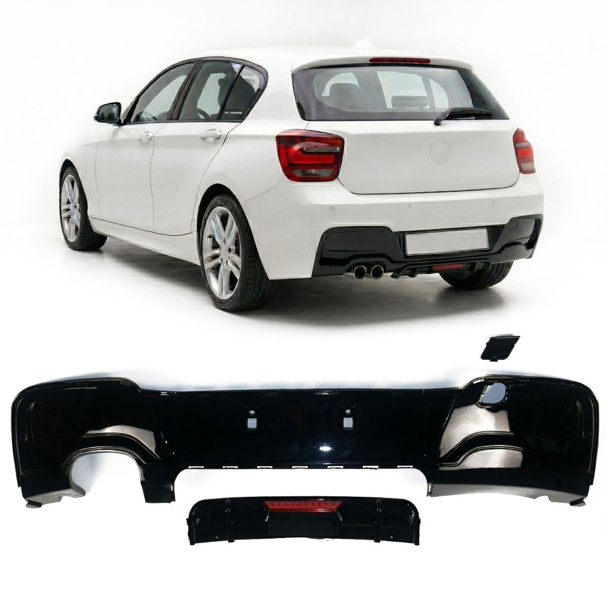 Heckdiffusor Hochglanz Schwarz + LED passend für BMW 1er F20 F21 2011-2015