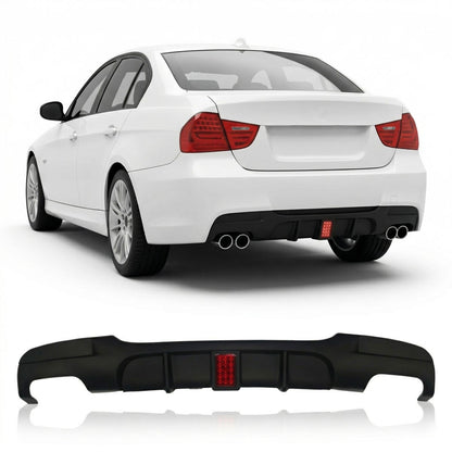 Heckstoßstange Diffusor Matt Schwarz LED passend für BMW 3er E90 E91 2005-2011