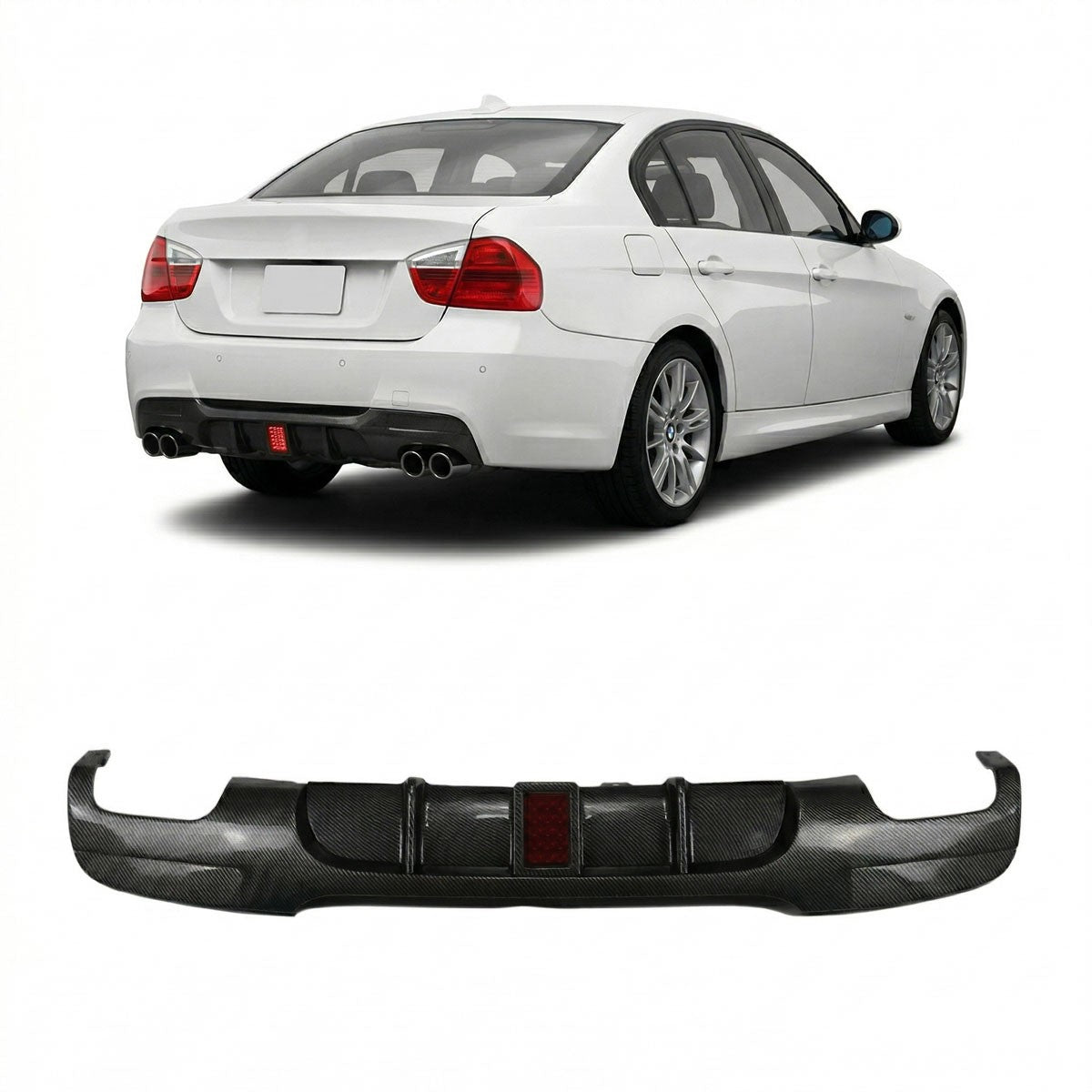 Heckdiffusor Carbon-Optik + LED passend für BMW 3er E90 E91 2005-2011