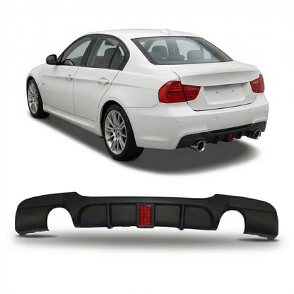 Heckstoßstange Diffusor Matt Schwarz LED passend für BMW 3er E90 E91 2005-2011