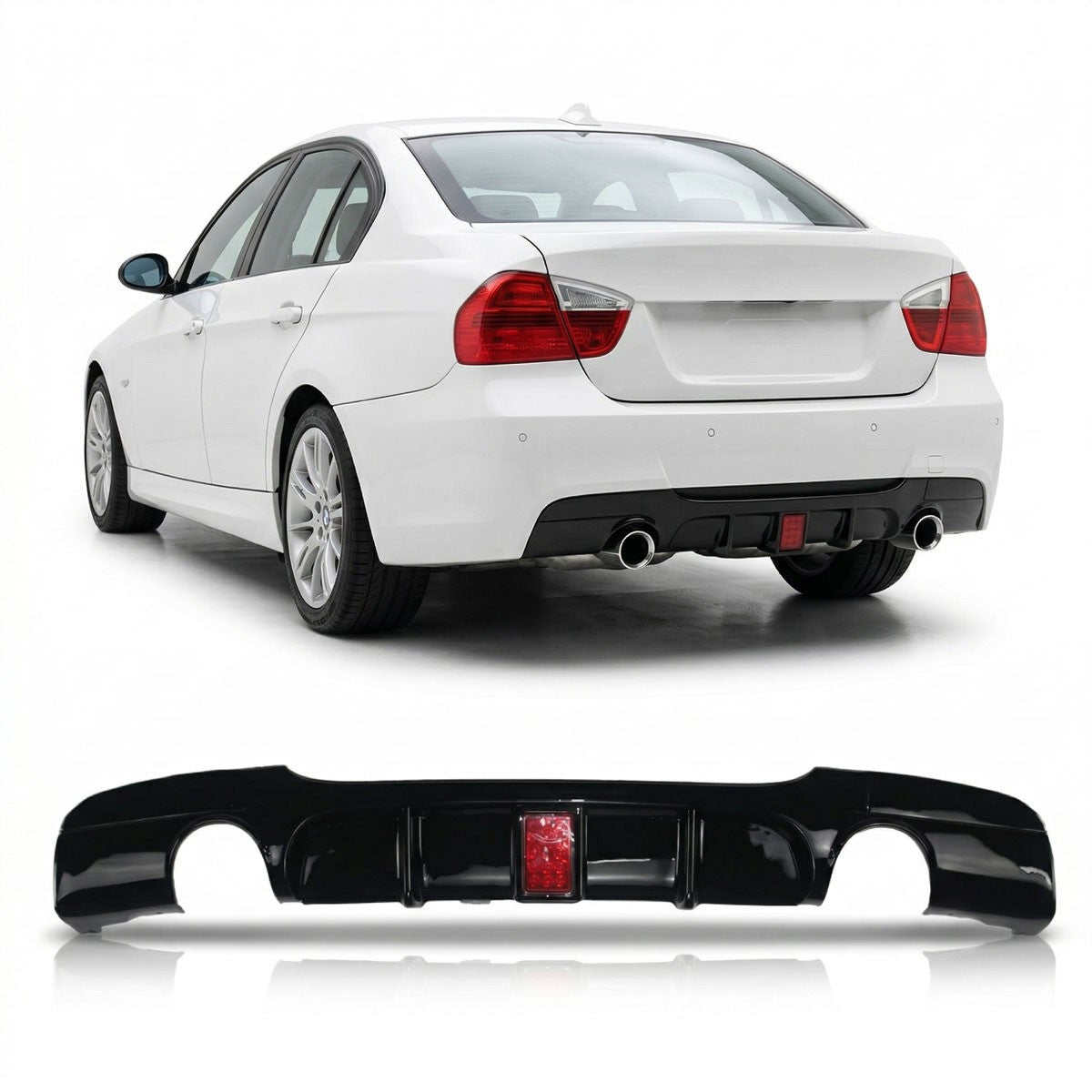Heckdiffusor Hochglanz Schwarz LED passend für BMW 3er E90 E91 2005-2011
