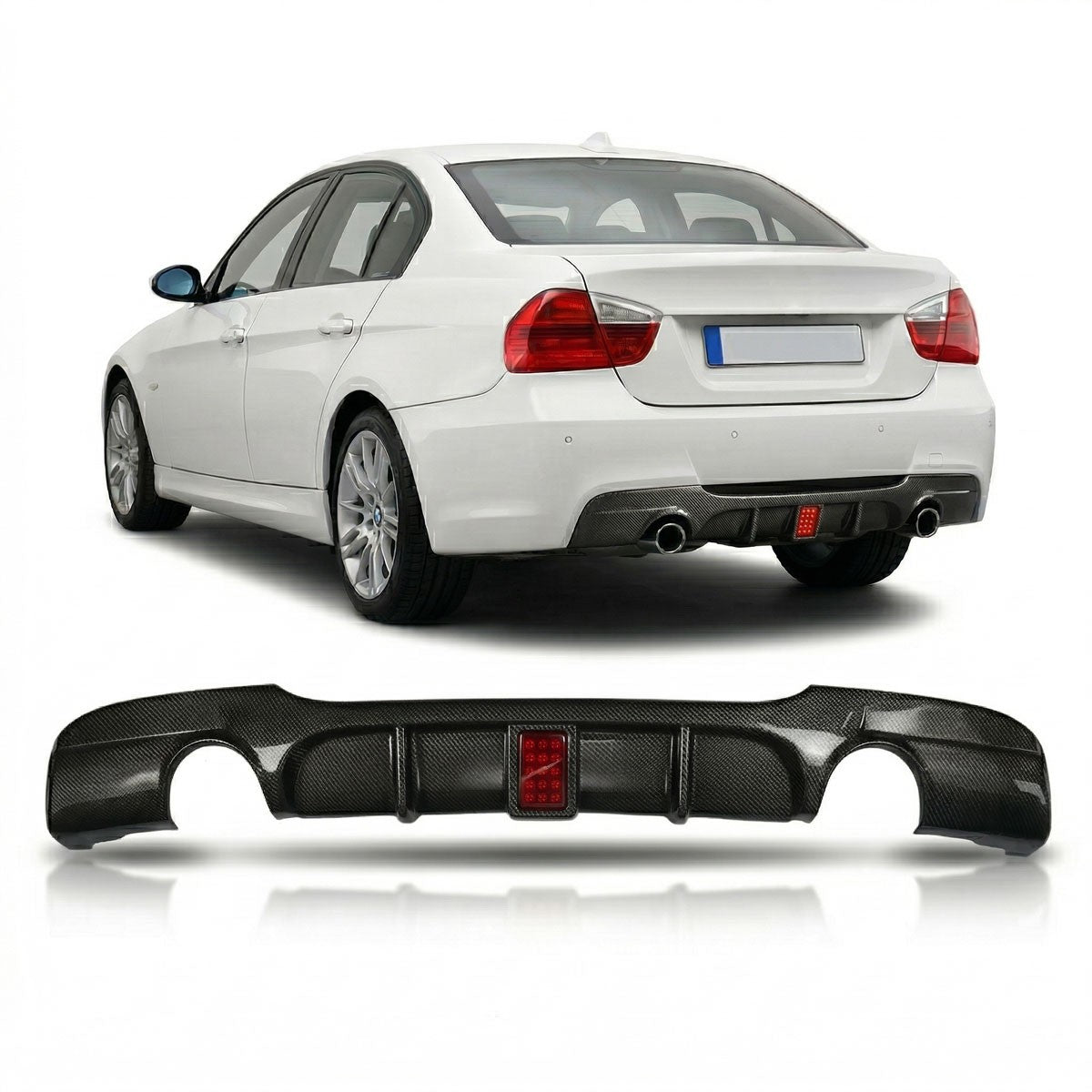 Heckdiffusor Carbon-Optik LED passend für BMW 3er E90 E91 335i 2005-2011
