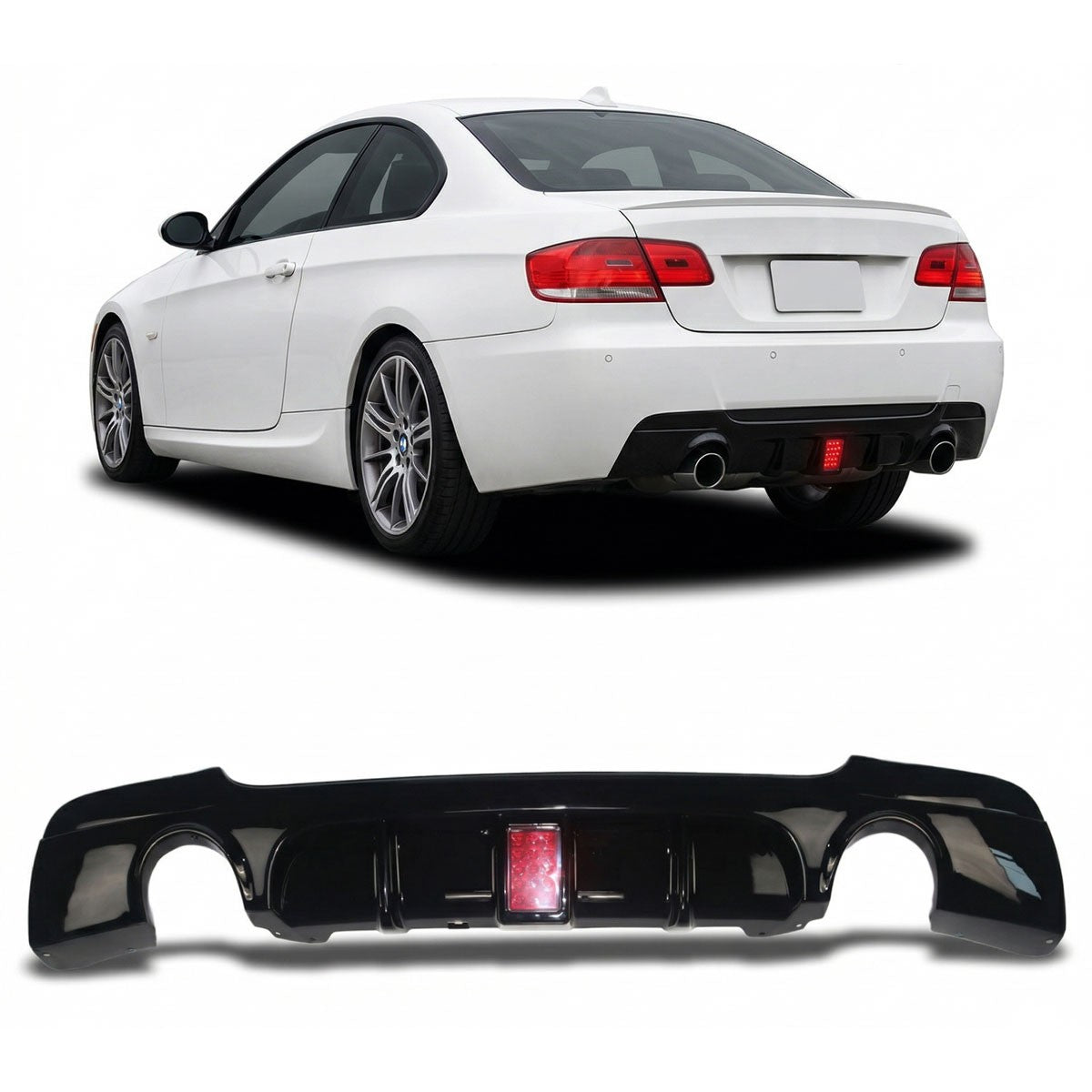 Heckstoßstange Diffusor Hochglanz Schwarz LED passend für BMW 3er E92 E93 2006-2013