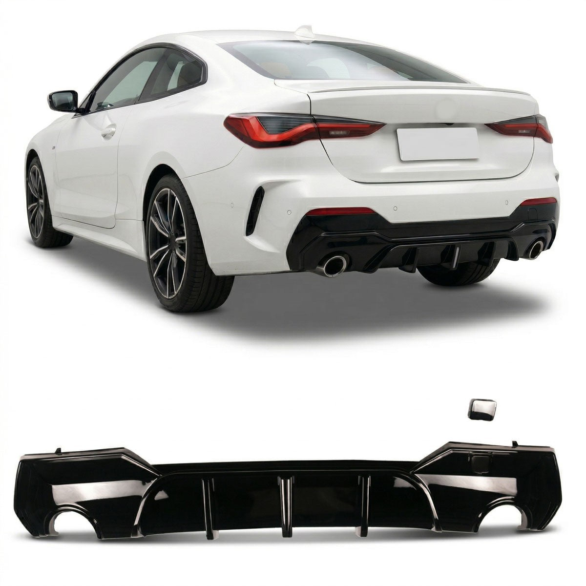 Heckstoßstange Diffusor Hochglanz Schwarz LED passend für BMW 4er G22 G23 2021-2024