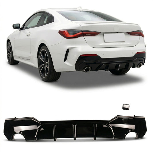 Heckstoßstange Diffusor Hochglanz Schwarz LED passend für BMW 4er G22 G23 2021-2024