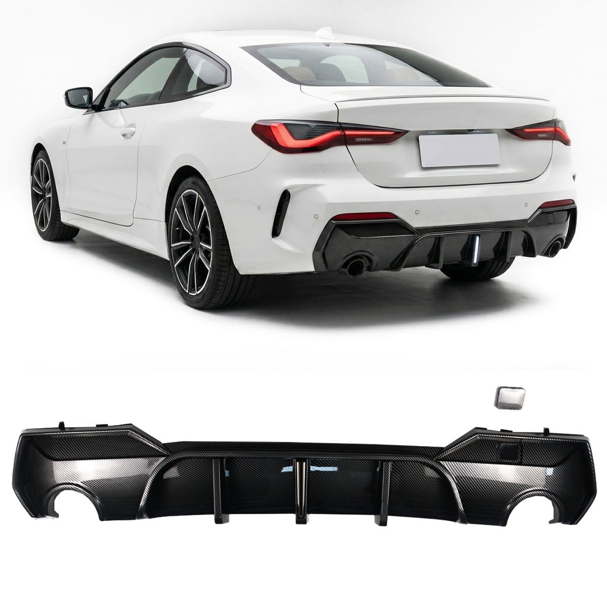 Heckstoßstange Diffusor Carbon-Optik mit LED passend für BMW 4er G22 G23 2021-2024