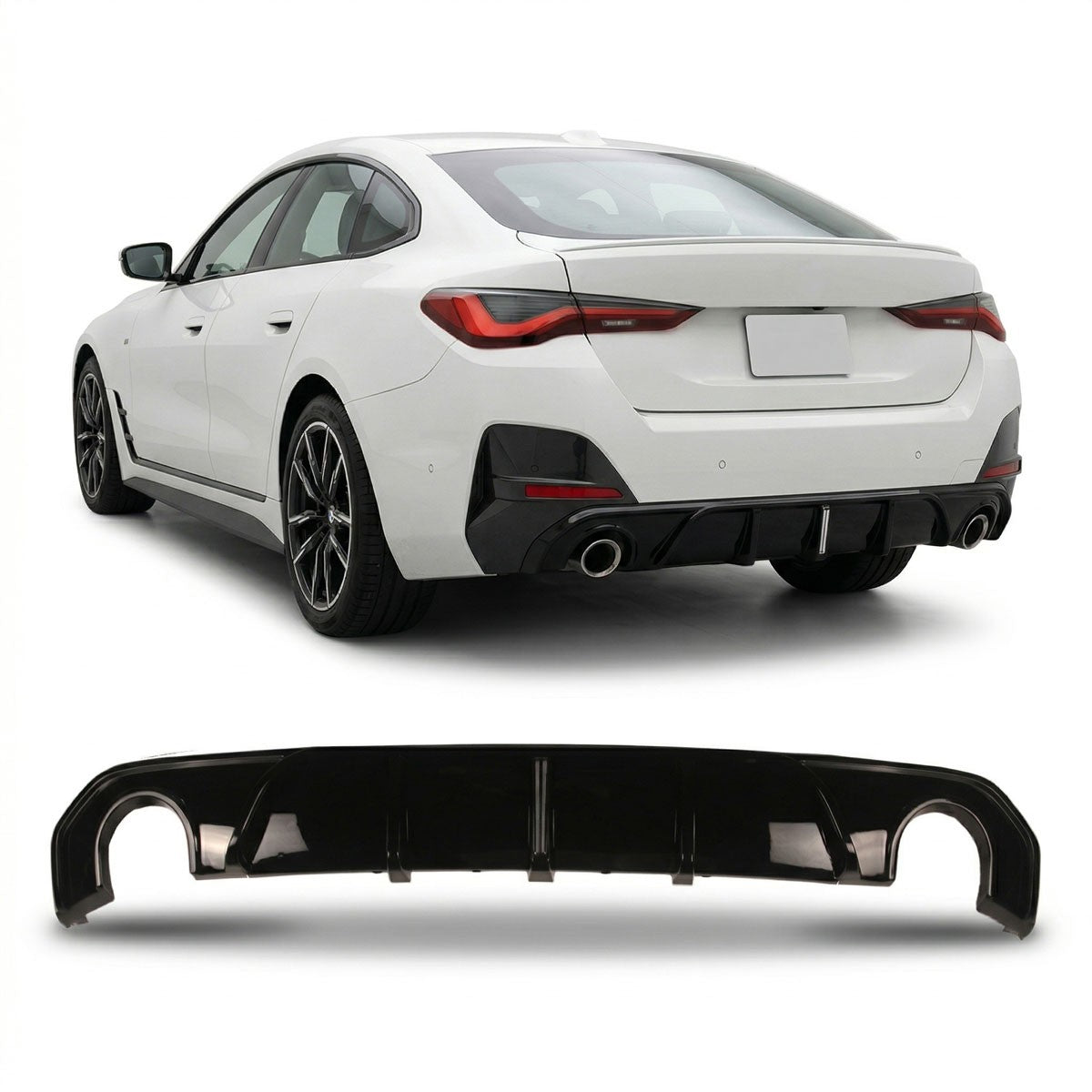 Heckstoßstange Diffusor Hochglanz Schwarz LED passend für BMW 4er G26 2021-heute