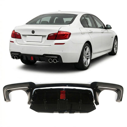 Heckstoßstange Diffusor Hochglanz Schwarz mit LED passend für BMW 5er F10 Limousine 2010-2017