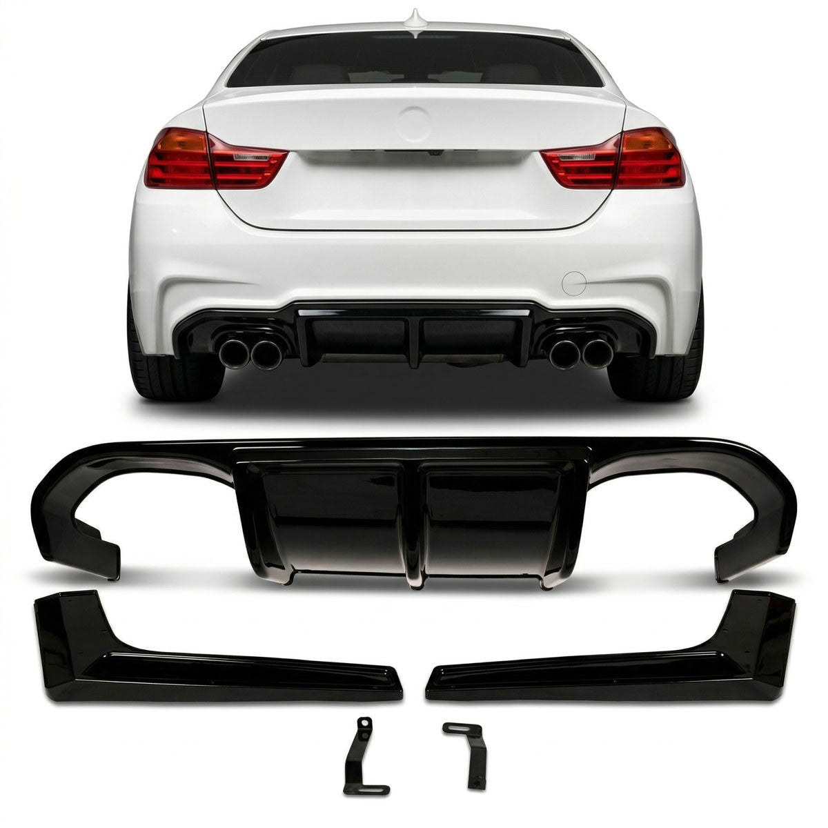 Heckstoßstange Diffusor Hochglanz Schwarz passend für BMW 4er F32 F33 F36 2013-2020