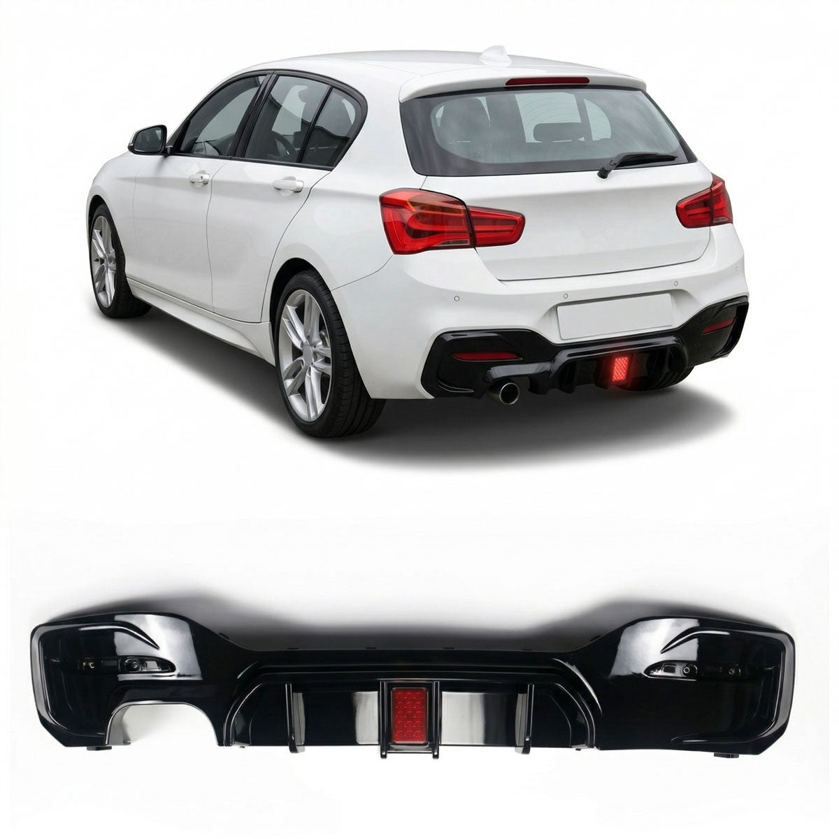 Heckdiffusor Hochglanz Schwarz + LED passend für BMW 1er F20 F21 2015-2019