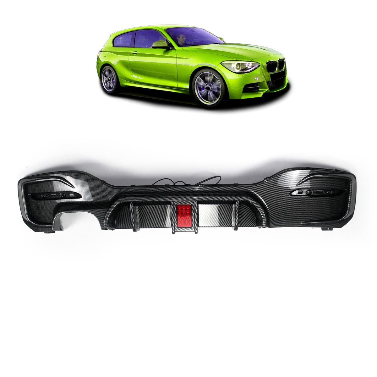 Heckdiffusor Carbon-Optik + LED passend für BMW 1er F20 F21 2015-2019