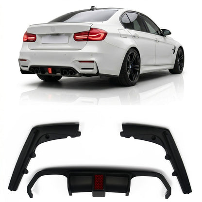 Heckstoßstange Diffusor Matt Schwarz LED passend für BMW M3 F80 M4 F82 F83 2013-2019