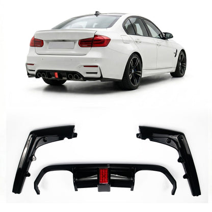 Heckstoßstange Diffusor Hochglanz Schwarz LED passend für BMW M3 F80 M4 F82 F83