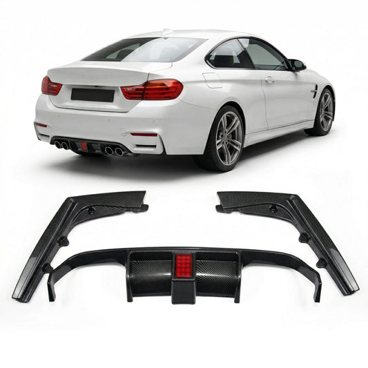 Heckstoßstange Diffusor Carbon-Optik LED passend für BMW M3 F80 M4 F82 F83 2013-2019