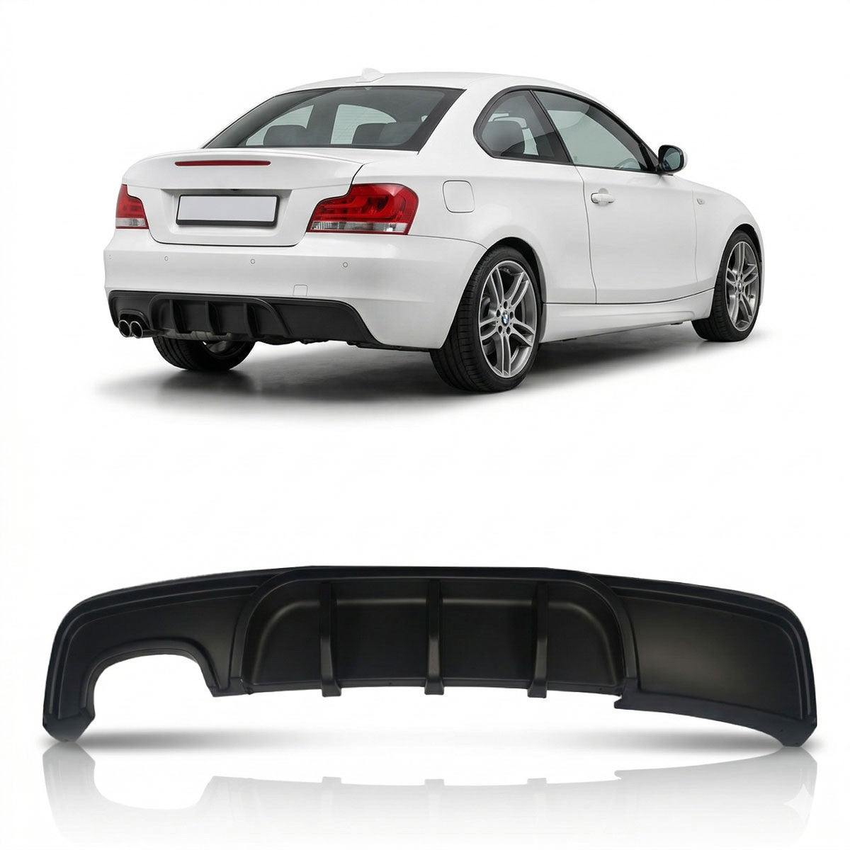 Heckstoßstange Diffusor Matt Schwarz passend für BMW 1er E82 E88 2007-2013