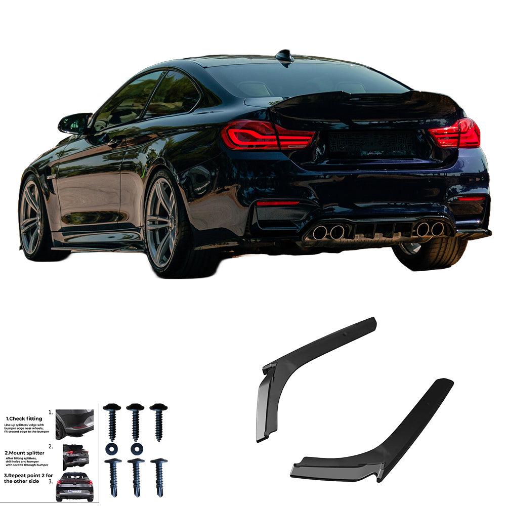 RS11.042 - Heckseitendiffuser Splitter passend für BMW M4 F82 2014-2021 Hochglanz Schwarz