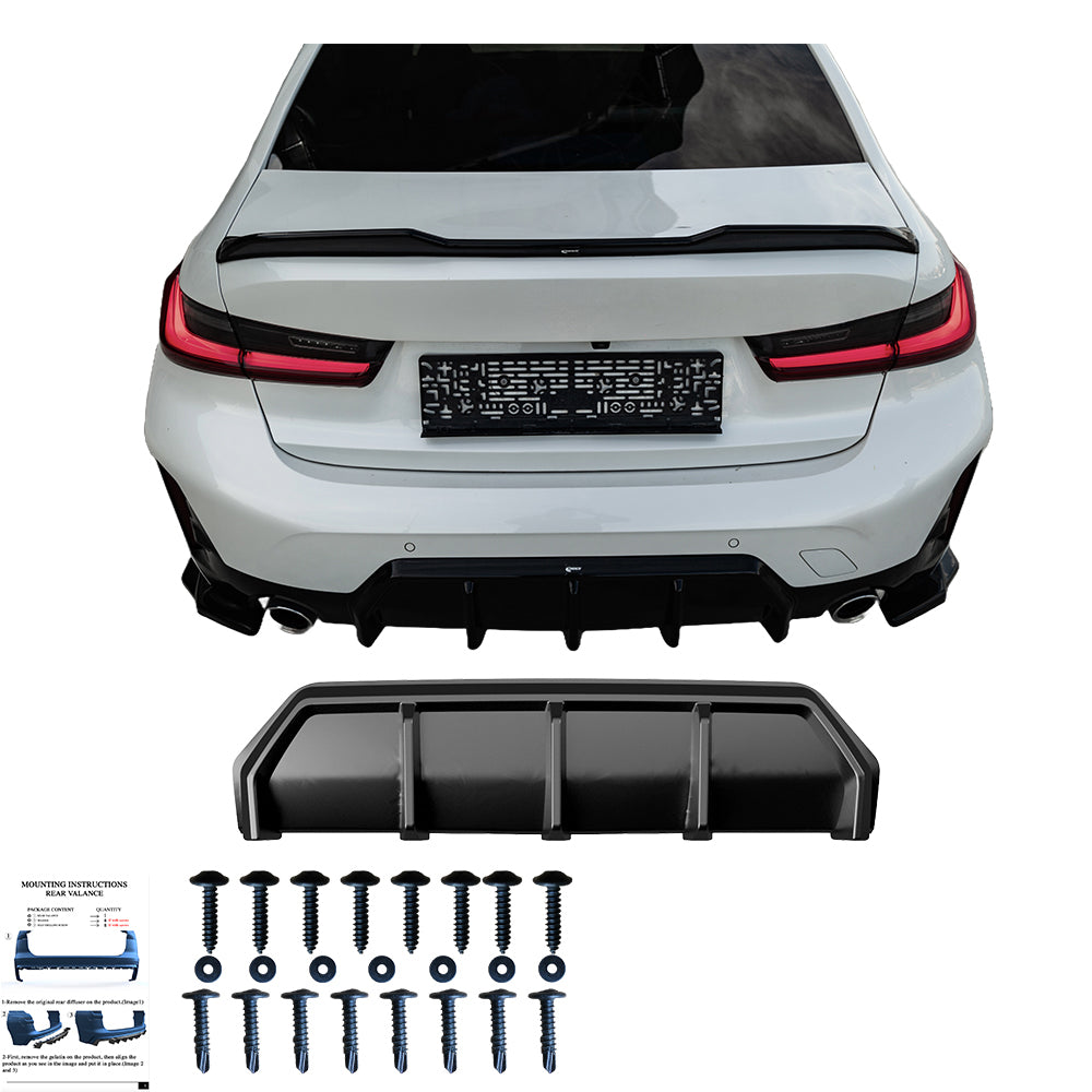 Heckstoßstange Diffusor passend für BMW 3er M-Pack G20/G21 Facelift 2022+ Hochglanz Schwarz