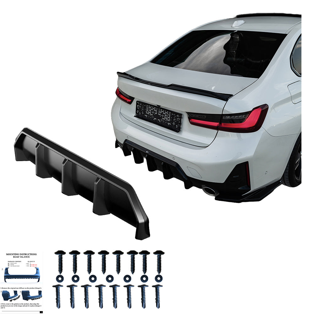 Heckstoßstange Diffusor passend für BMW 3er M-Pack G20/G21 Facelift 2022+ Hochglanz Schwarz