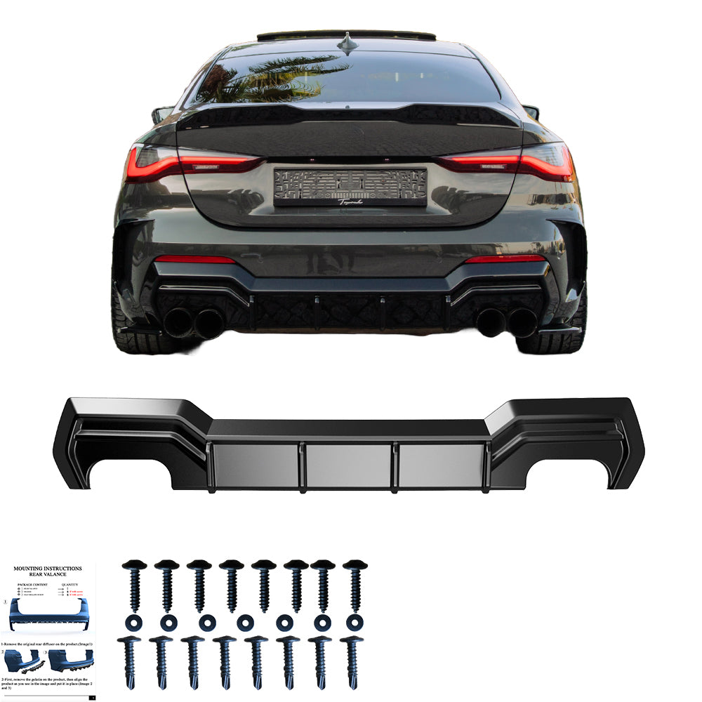 Heckdiffusor passend für BMW 4er G22 M-Paket / M440i 2020+ Hochglanz Schwarz