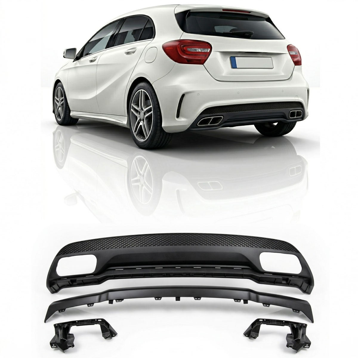 Heckstoßstange Diffusor Matt Schwarz passend für Mercedes A-Klasse W176 2012-2015