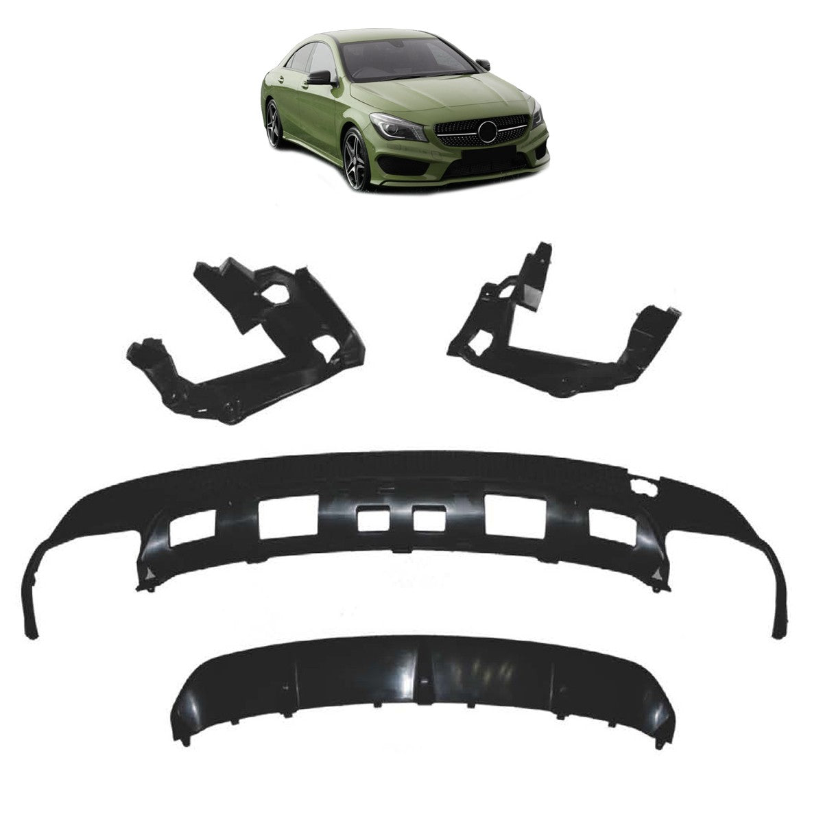 Heckstoßstange Diffusor Matt Schwarz passend für Mercedes CLA C117 X117 2013-2016