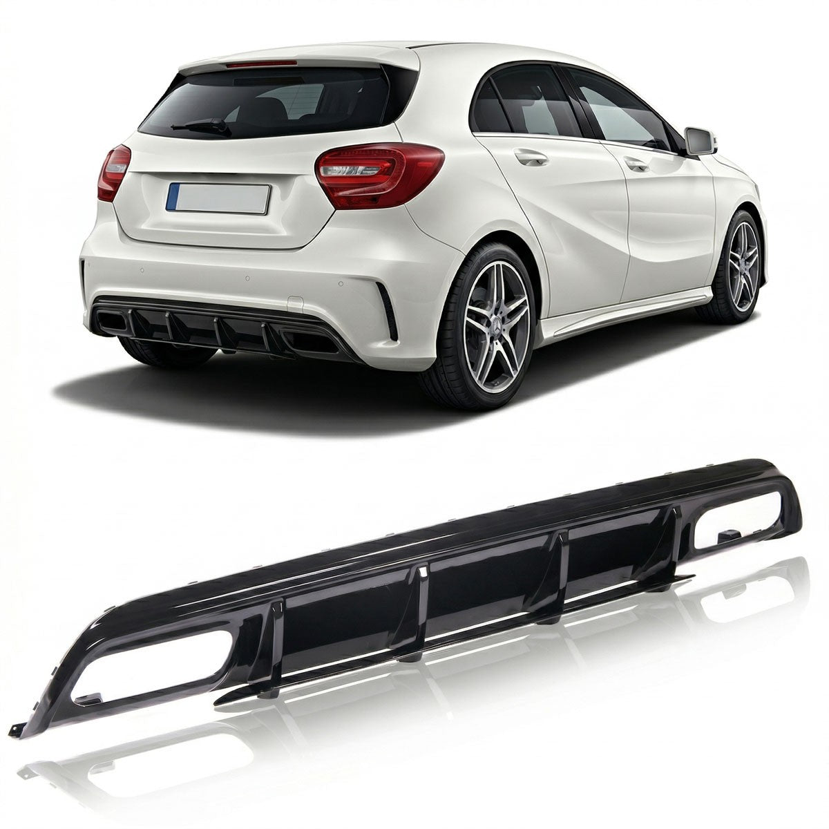 Heckstoßstange Diffusor Hochglanz Schwarz passend für Mercedes A-Klasse W176 2013-2015