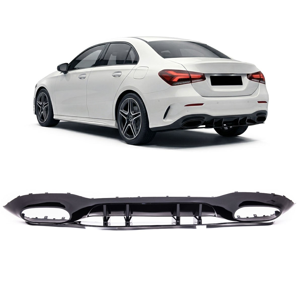Heckstoßstange Diffusor Hochglanz Schwarz passend für Mercedes A-Klasse V177 Sedan 2018-heute