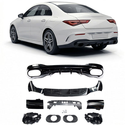 Heckstoßstange Diffusor Hochglanz Schwarz passend für Mercedes CLA C118 2019-2024