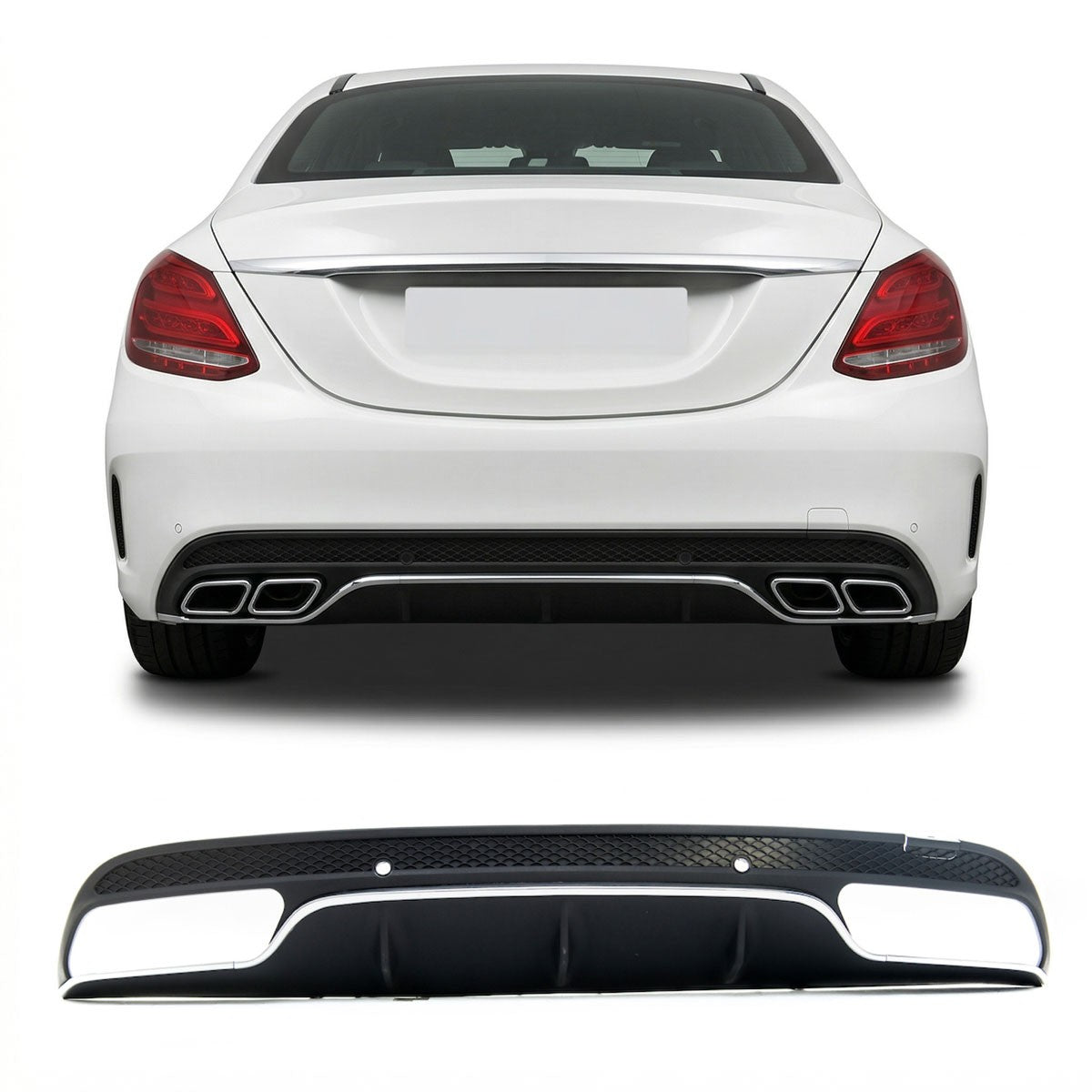 Heckdiffusor Silber passend für Mercedes C-Klasse W205 S205 2013-2021
