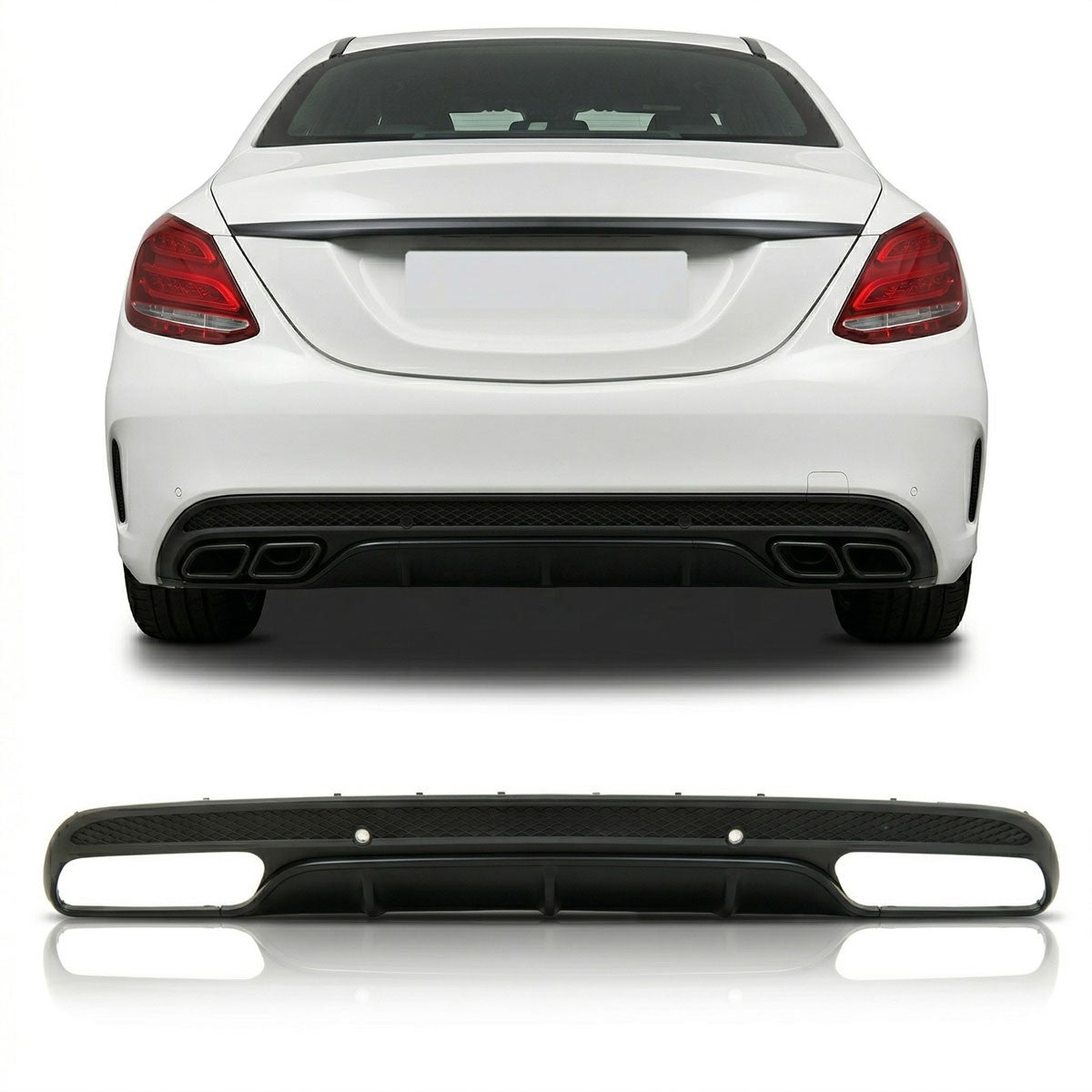 Heckdiffusor Schwarz passend für Mercedes C-Klasse W205 Limousine Kombi 2013-2018