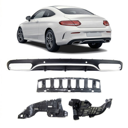 Sport Heckspoiler Diffusor Silber passend für Mercedes C-Klasse C205 A205 15-23