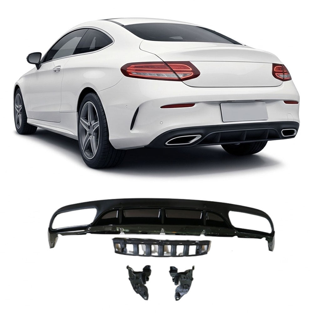 Heckstoßstange Diffusor Schwarz passend für Mercedes C-Klasse C205 Coupé Cabrio 2013-2018