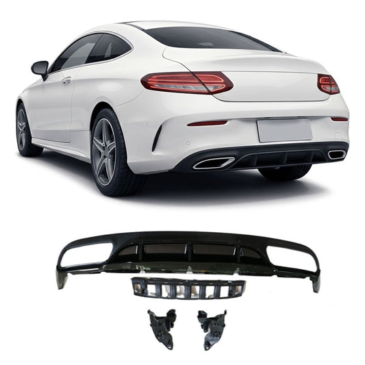 Heckstoßstange Diffusor Schwarz passend für Mercedes C-Klasse C205 Coupé Cabrio 2013-2018