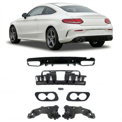 Heckdiffusor Hochglanz Schwarz passend für Mercedes C-Klasse W205 2015-2021