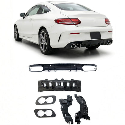 Heckstoßstange Diffusor Hochglanz Schwarz passend für Mercedes C-Klasse A205 C205 2015-2021