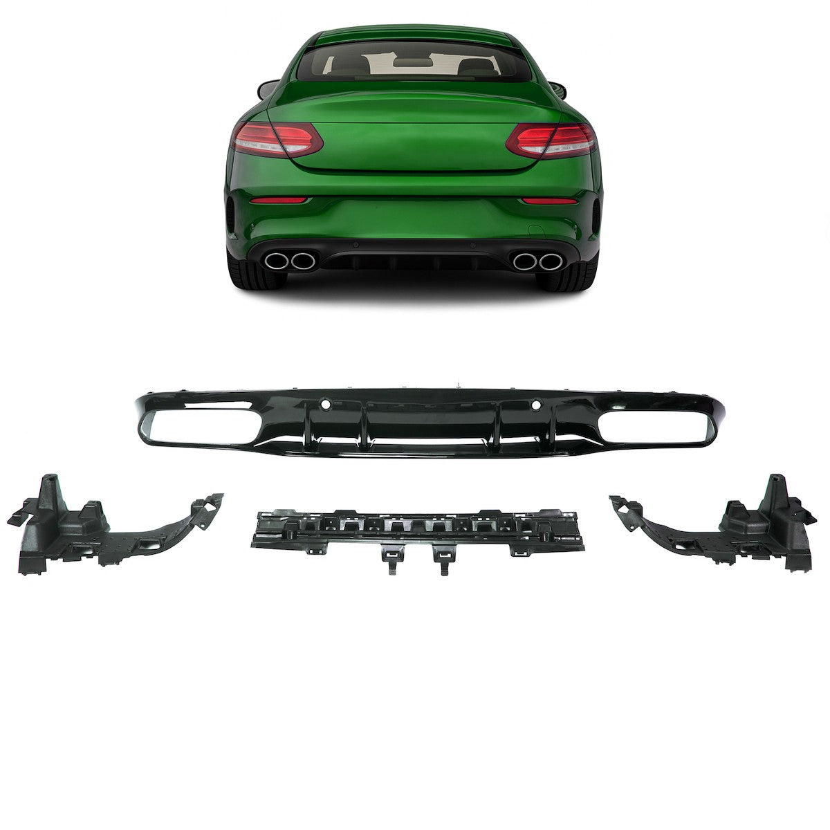 Heckstoßstange Diffusor Hochglanz Schwarz passend für Mercedes C-Klasse C205/A205 15-21