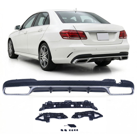 Heckstoßstange Diffusor Schwarz & Chrom passend für Mercedes E-Klasse W212 2013-2016