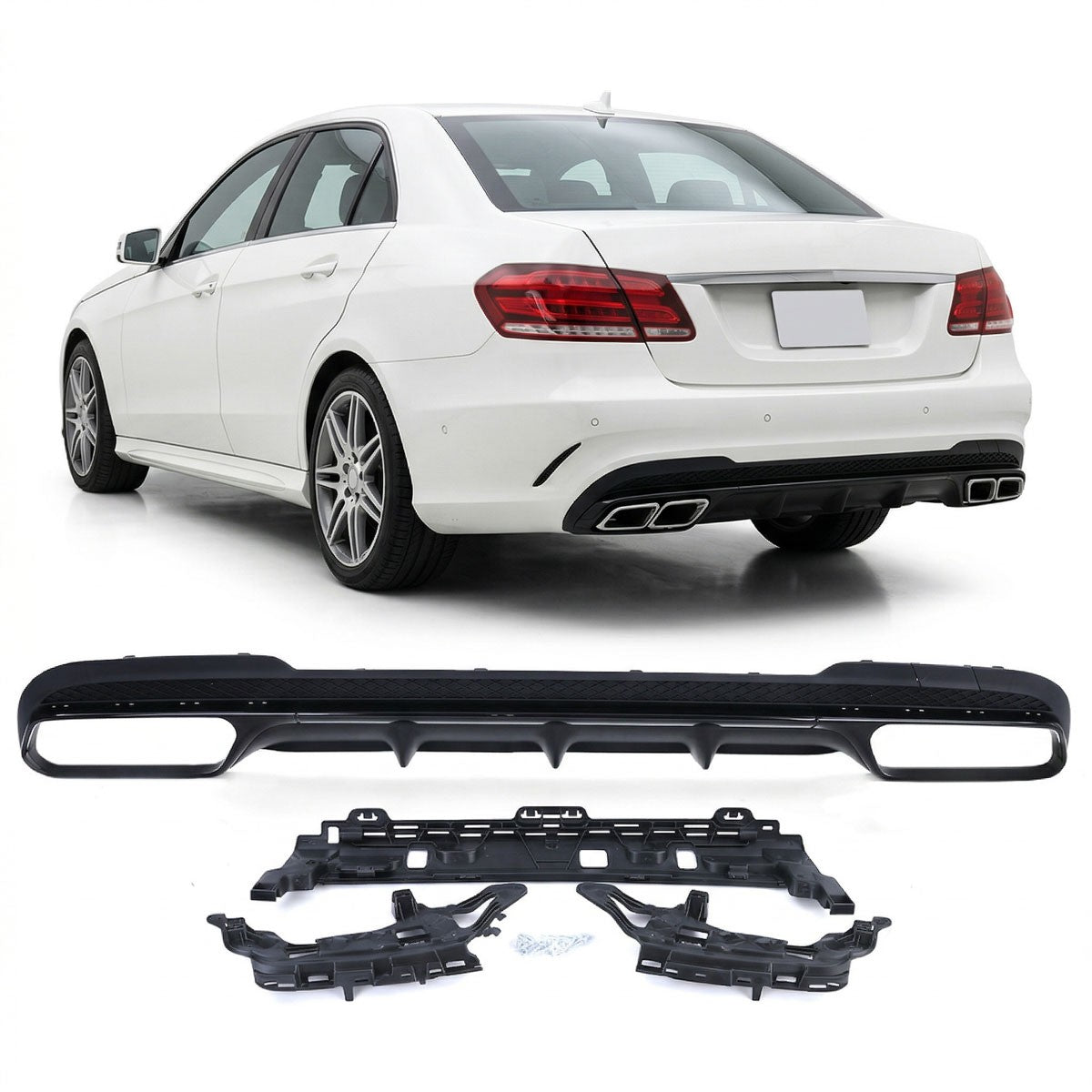 Heckstoßstange Diffusor Schwarz passend für Mercedes E-Klasse W212 Limousine 2013-2016