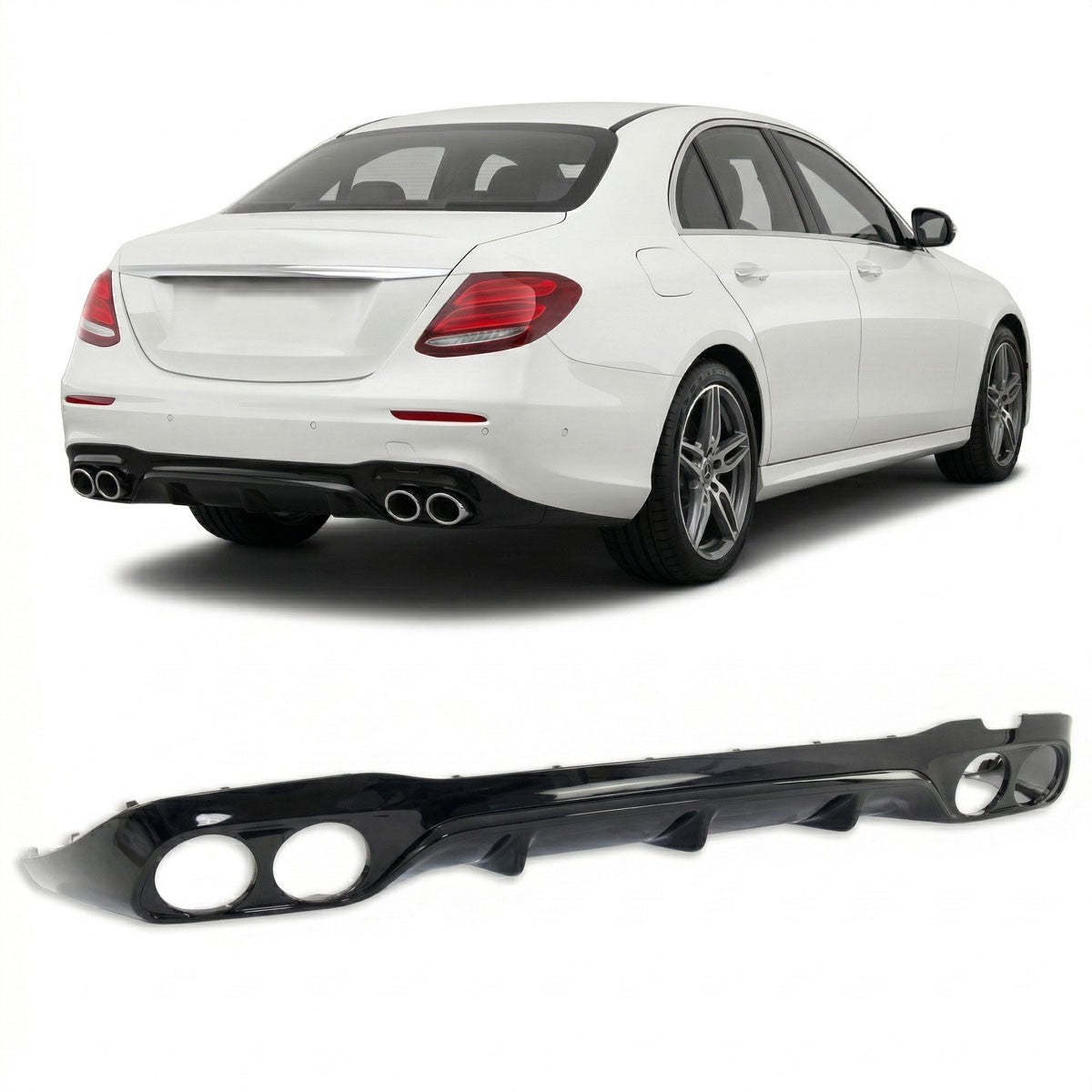 Heckstoßstange Diffusor Hochglanz Schwarz passend für Mercedes E-Klasse W213 2016-2020