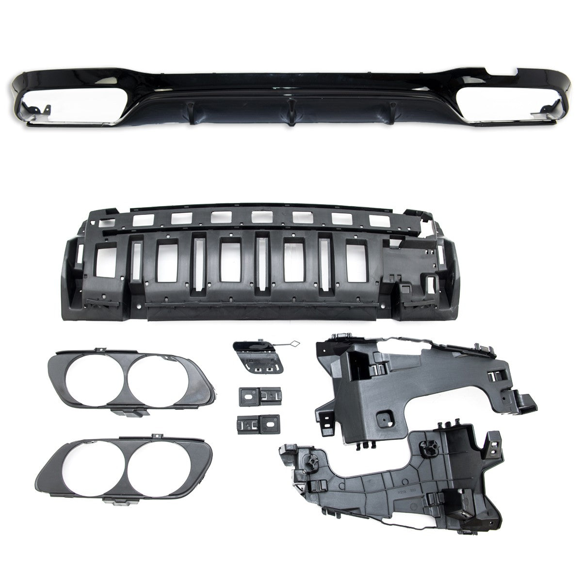 Heckstoßstange Diffusor Hochglanz Schwarz passend für Mercedes E-Klasse W213 2016-2020