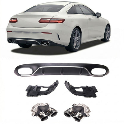 Heckstoßstange Diffusor & Chromrohre passend für Mercedes E-Klasse C238 A238 2016-2020