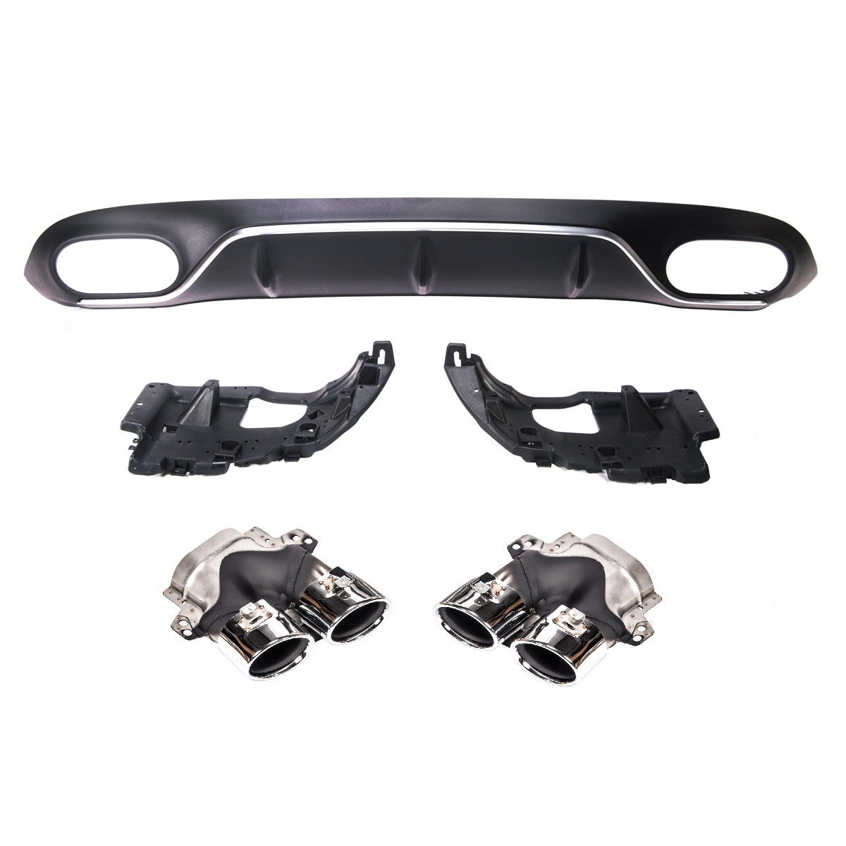 Heckstoßstange Diffusor & Chromrohre passend für Mercedes E-Klasse C238 A238 2016-2020